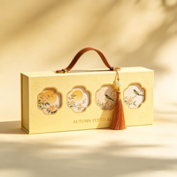 Boîte Cadeau Élégante pour Gâteaux de Lune avec Logo Personnalisé, Emballage Rigide en Carton Imprimé, Estampage à Chaud Doré, Design Creux, Vente en Gros OEM ODM