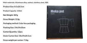 <span class=keywords><strong>Cafetera</strong></span> <span class=keywords><strong>Italiana</strong></span> Portátil de Aluminio, Fácil de Usar, Hecha a Mano, con Doble Válvula, Tipo Moka - Product Image 2