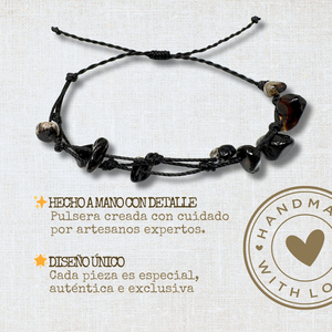 Braccialetto di agata nera regolabile a mano per le donne in pietra naturale resistente filo cerato amuleto di natura allentata braccialetto di cristallo - Product Image 2