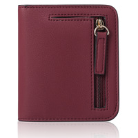 Dompet Pendek Grosir Bahan Kulit PU Tempat Kartu Identitas untuk Wanita Dompet Koin Kecil Dengan Ritsleting Klip Uang RFID Lipat Kustom