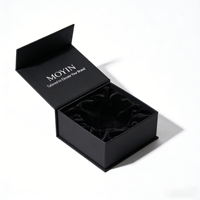 Emballage Cadeaux pour demoiselles d'honneur Emballage en papier Insert en satin personnalisé Emballage Boîte noire grande Boîtes cadeaux magnétiques pour cosmétiques