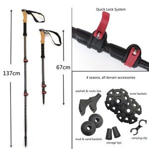 İskandinav Ultralight Trekking Teleskopik Batonları Yürüyüş ve Doğa Yürüyüşü için Katlanabilir Mantar Saplı Çekme İpli Kilitlenebilir Kauçuk Uçlu Açık Hava Batonları - Product Image 2