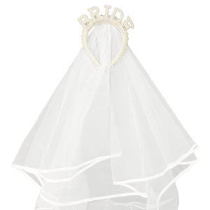 Serre-tête de mariée Hua Liyu avec voile, couronne de lettres en strass, coiffe de mariage pour femme - Product Image 5