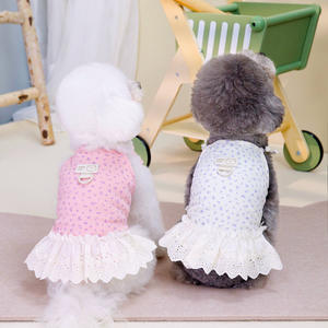 Ropa de Verano <span class=keywords><strong>y</strong></span> Primavera para Perros, Vestido de Princesa para Bichón, Nuevo <span class=keywords><strong>y</strong></span> en Oferta, Falda con Rayas Florales - Product Image 1