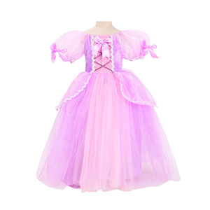 De Halloween Navidad Fiesta chicas vestido Puff traje de manga princesa Rapunzel para niños 1-12 años - Product Image 2