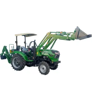 Tratores fazenda 70hp 4wd trator agrícola pequeno 8 + 8 shuttle shift carregador frontal trator com retroescavadeira