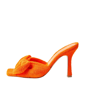 <span class=keywords><strong>Sandali</strong></span> Estivi da Donna con Fiocco Arancione, <span class=keywords><strong>Tacco</strong></span> Sottile 7-8cm, Cinturino Anteriore e Posteriore, Punta Quadrata, Ciabatte Casual per Tutti i Giorni - Product Image 1