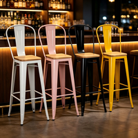 Tabouret de bar en métal style industriel loft américain, avec repose-pieds, tabouret bas simple en fer, chaise de bar domestique en fer