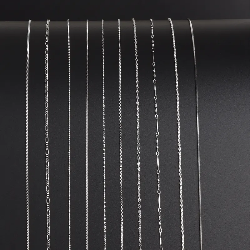 Fine Jewelry Necklaces 2023 Thin Sterling Silver 925 Rope Chain Paperclip Cross Figaro Snake Sterling Silver Chains Necklaces