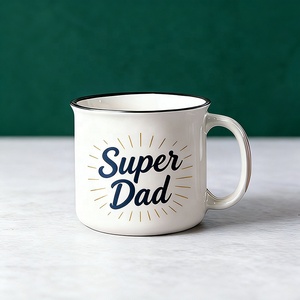 Mug en céramique effet émail personnalisé pour la fête des pères - <span class=keywords><strong>Tasse</strong></span> à café rétro 'Meilleur <span class=keywords><strong>Papa</strong></span>' de 12 oz, cadeau personnalisé pour <span class=keywords><strong>papa</strong></span> avec bord coloré - Product Image 3