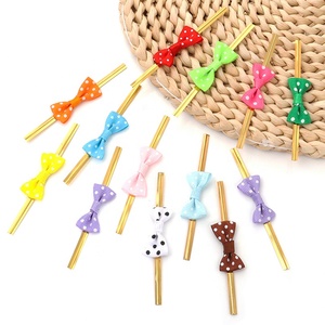 Pita Sutra Ikat Motif Polka Dot Bergaris Lucu 1,5cm * 8cm untuk Kemasan Tas Hadiah Makanan, Penutup Kemasan Camilan, Klip Kawat Emas - Product Image 1