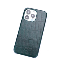 Étui de téléphone en cuir de luxe, texture crocodile, étui de téléphone tendance, vert émeraude, coque de téléphone pour iPhone, antichoc