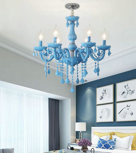 Macaron bleu cristal lustre salon chambre lustre Nordique créatif diffuse café net <span class=keywords><strong>cafe</strong></span> cristal lumière tube - Product Image 6