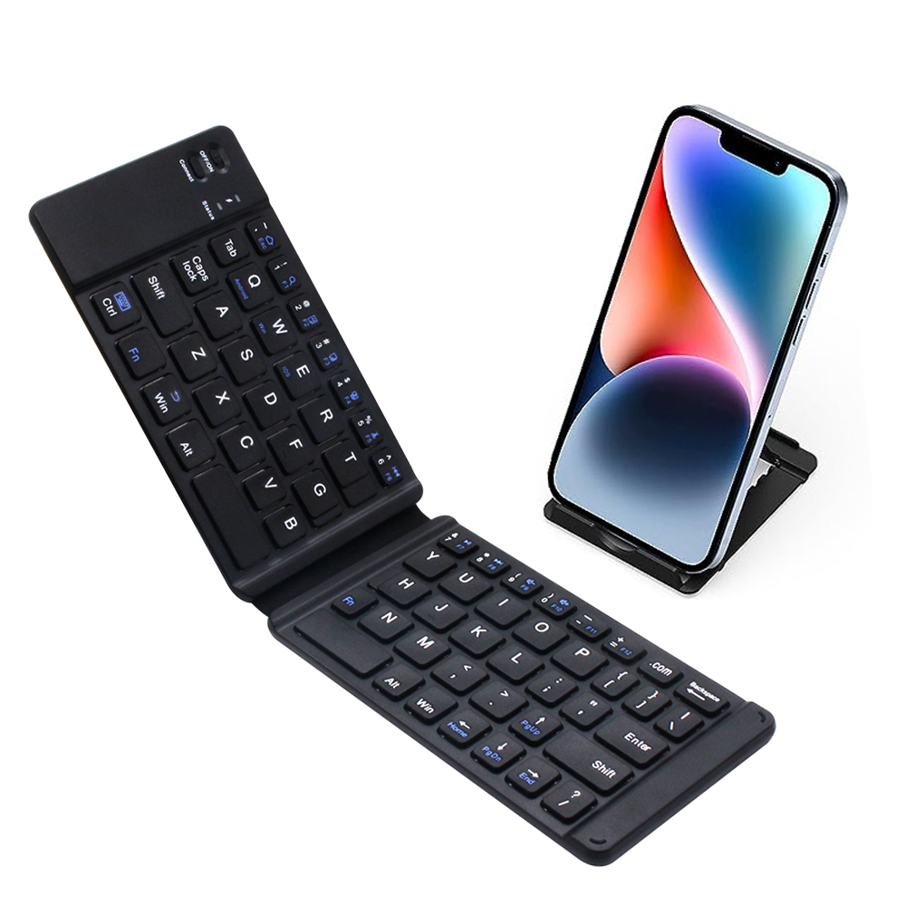 Oem espanol Arab keyboard lipat, ukuran saku usb mini bluetooth lipat keyboard ganda dapat dilipat