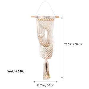 <span class=keywords><strong>Tapiz</strong></span> de almacenamiento tejido bohemio colgante de pared fruta planta maceta soporte macramé colgador - Product Image 3