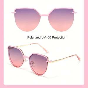 Lunettes anti-lumière bleue avec 1 paire de verres de soleil magnétiques polarisés à clipser, monture métallique, 3-en-1, style œil de chat - Product Image 4