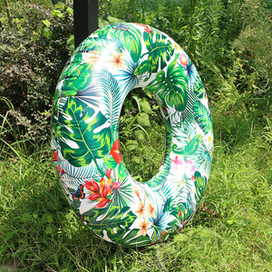 Inflatable Tropical Jungle Print Swimming Ring 120cm Thickened Water Float Adult Swim Ring For Pool Beach Fun - Product Image 2