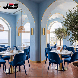 Juego <span class=keywords><strong>de</strong></span> Mesa y Sillas <span class=keywords><strong>de</strong></span> Diseño Interior para Restaurante Moderno, con Asientos <span class=keywords><strong>de</strong></span> Terciopelo Personalizados J2S y Mesa Cuadrada con Tapa <span class=keywords><strong>de</strong></span> Mármol - Product Image 2