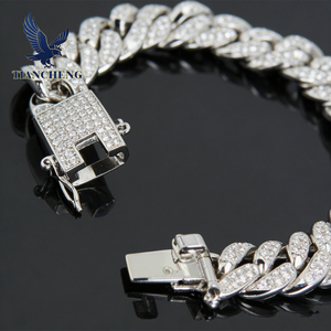 Avrupa ve Amerikan Hiphop Bileklik Takı Tam Rhinestone Küba Bilekliği Hiphop Erkek Modası Elmas Bileklik 12mm Genişliğinde - Product Image 5