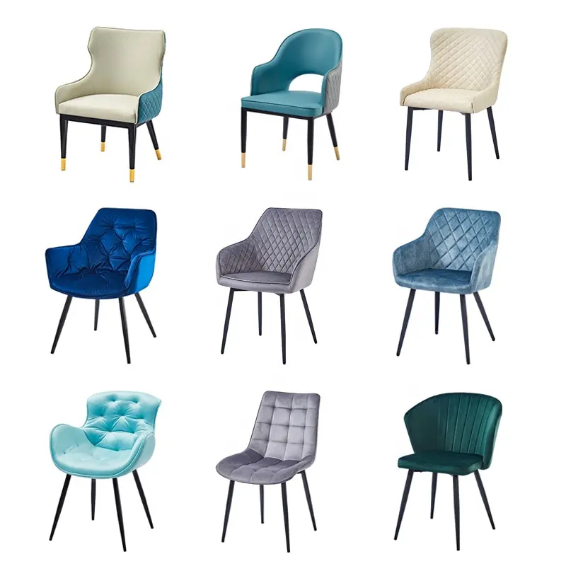 Chaise de salle à manger en velours de style nordique, design moderne et de luxe, ensemble de chaises de salle à manger pour Restaurant