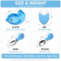 Leuke Cartoon Dolphin-vormige siliconen servieset 6-delige Food Grade BPA-vrije zuigplaat kom beker lepel spinnen voor peuters