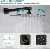 Ensemble complet de robinetterie de douche pour salle de bain, concept standard, carré, intelligent, fixation murale dissimulée, mitigeur noir mat, design moderne