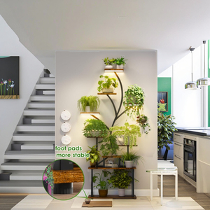 Étagère de rangement intérieure multicouche Étagère à fleurs <span class=keywords><strong>pour</strong></span> balcon avec jardinières Conception <span class=keywords><strong>d</strong></span>'<span class=keywords><strong>escalier</strong></span> - Product Image 5
