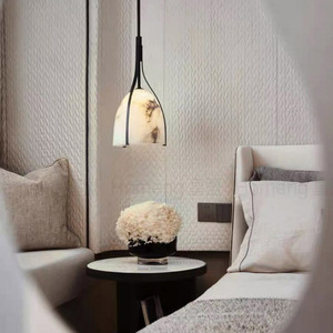 European <b>Style</b> Pendant Light Oval Black Body E27 Led Single <b>Head</b> Chandelier For Dining Room Bedroom Entryway Balcony - Product Image 2