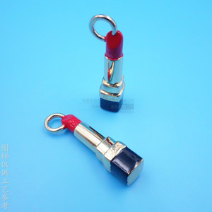 Pendentif fermeture éclair en alliage de zinc modèle rouge à lèvres pour sacs et vêtements, couleur or, accessoire métallique - Product Image 3