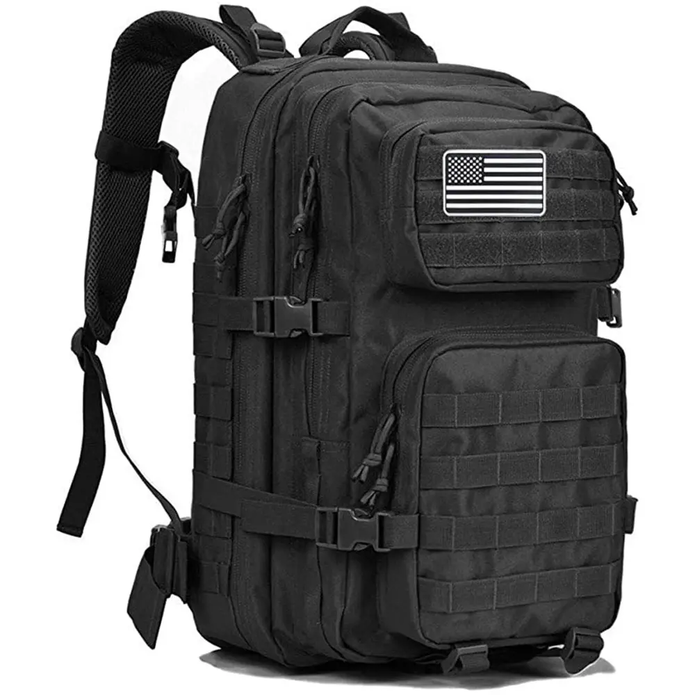 Amazon Hot Sell Custom Outdoor Waterproof Hiking Survival Bag Black Tactical Backpack