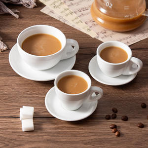 ชุดกาแฟเซรามิกเฉาโจวพร้อมจานรอง สีขาว 75 มล. 80 มล. 180 มล. สีพื้น สำหรับใช้ในบ้านและเป็นของขวัญ - Product Image 3