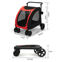 Poussette pour chien de grande taille, cadre en métal durable, tissu Oxford imperméable, transport sécurisé pour les promenades en plein air