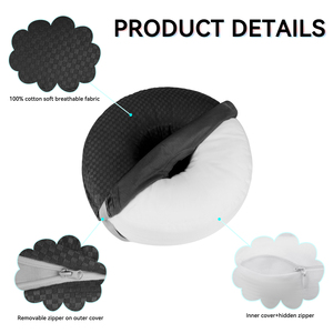 Coussin en forme <span class=keywords><strong>de</strong></span> donut tricoté et lavable avec trou pour l'oreille, idéal pour les dormeurs latéraux, soulage les maux <span class=keywords><strong>de</strong></span> tête et les plaies <span class=keywords><strong>de</strong></span> pression - Product Image 3