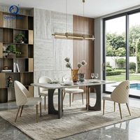 Ensemble de table à manger en marbre de luxe, nouveau design, pour 6 personnes, usine de Foshan, table à manger rectangulaire moderne pour la cuisine avec chaises
