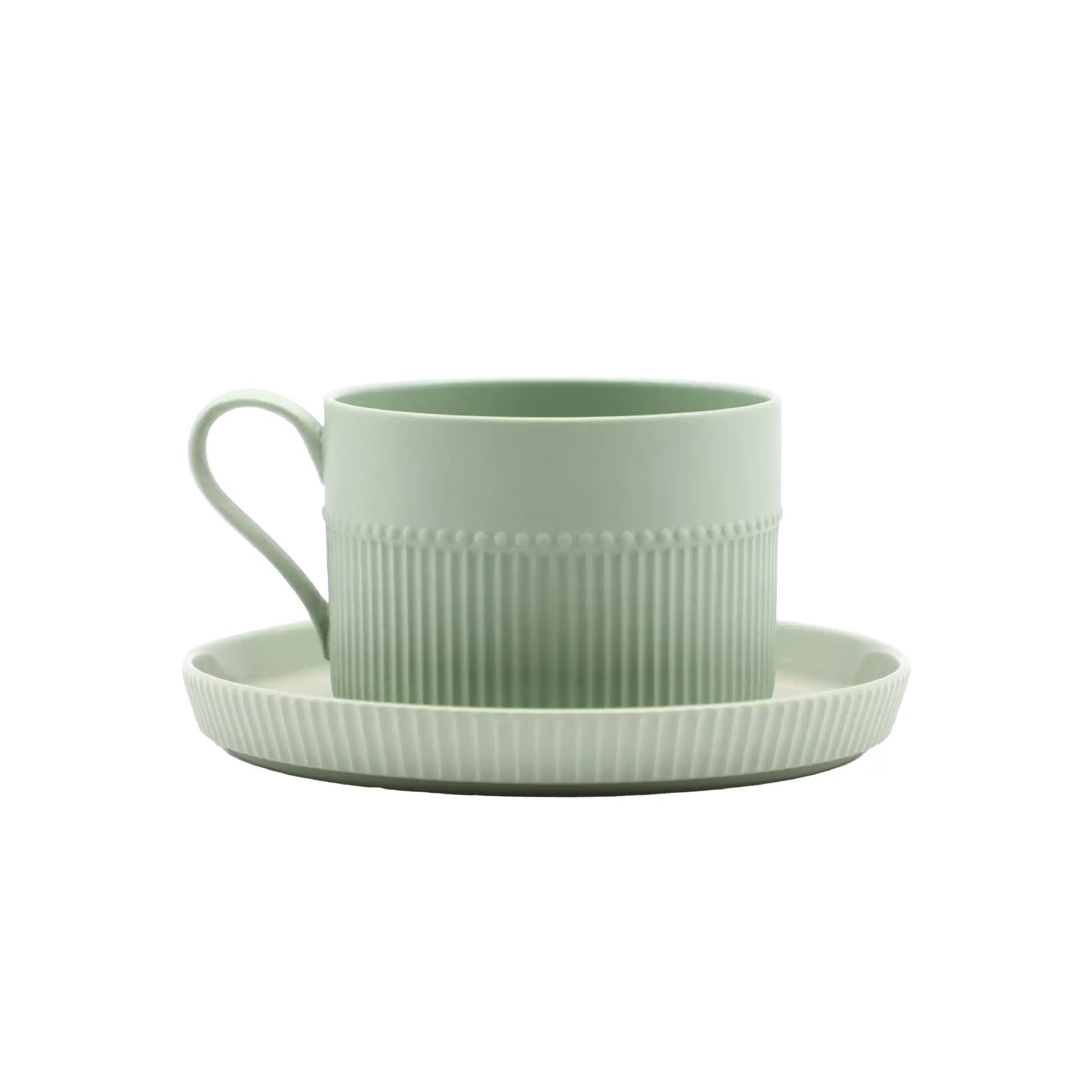 Hot Sale European Coffee Cups and Saucers High Quality Plain Mug Coffee Cup Ceramic Green