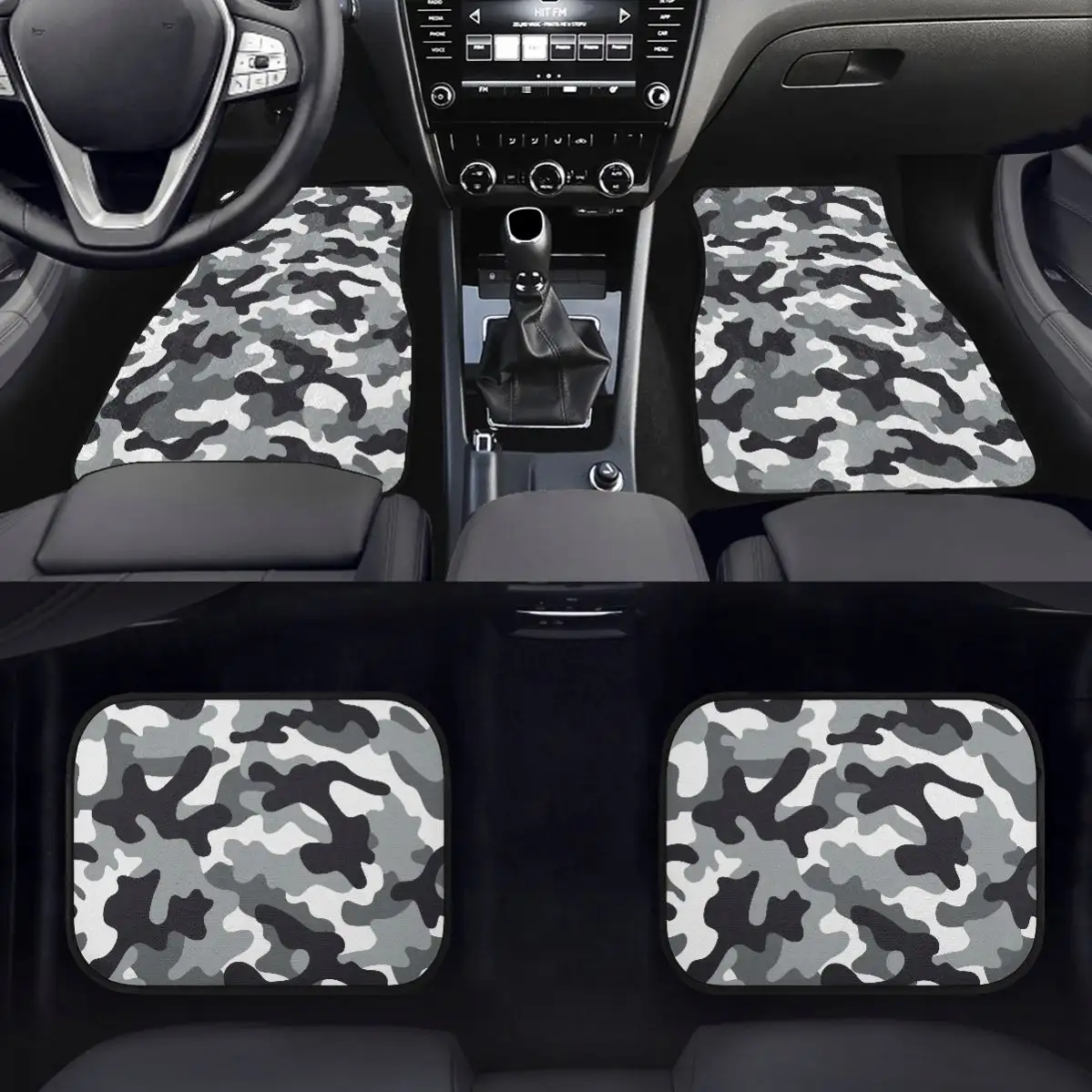 Drop Shipping Car Mats 4 Pieces Custom Car Mats Manufacturer Grey Camouflage Pattern All Over Print on Demand Car Accessories