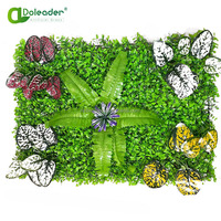 Doleader Home Garden Decor Faux Gazon Synthétique et Fleur Jaune Toile de Fond Plante de Verdure Artificielle en Plastique Panneau Mural