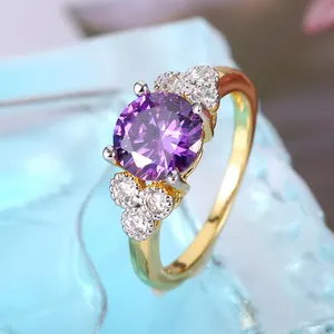 25 anni produttore di gioielli prezzo di fabbrica Costume anello placcato rodio in oro 18 carati zircone smeraldo