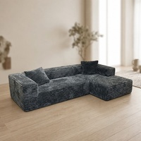 Canapé modulaire en tissu velours côtelé JiaBaiJia en forme de L avec assise profonde pour villa, garni de mousse à mémoire de forme