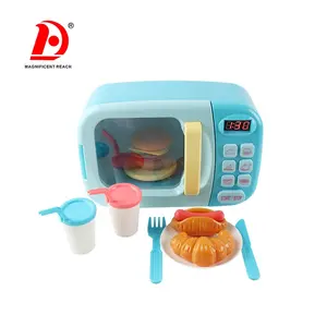 Role Play DIY Food Cooking Game Cute Small House Appliances Plastic Smart Microwave Oven Kitchen Set Toy for Girls