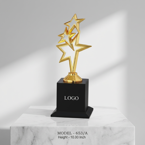 Premium Metal Star <b>Trophy</b> Gold Plated Black Base Model 653/A 10 Inch Sports Games - Product Image 1