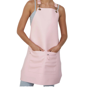 Custom Logo Lovely Brown PU Leather Bib <b>Apron</b> Fashionable <b>Waterproof</b> Design with Cotton Straps Sleeveless for Cleaning - Product Image 4