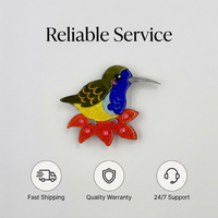 Broche Fleur Colibris Colorée Faite à la Main en Acrylique, Épingle Oiseau Animal, Bijou Tendance, Cadeau pour Femmes et Filles