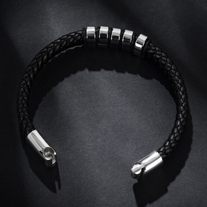 Brazalete de Alta Calidad <span class=keywords><strong>KiKi</strong></span> ODJ999, Cuerda Trenzada, Cuero Genuino, Acero Inoxidable, Clásico para Hombre, Ecológico, Resistente a la Decoloración - Product Image 6