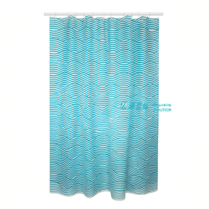 Rideau de douche en tissu polyester Wave 180x200 cm turquoise - Product Image 2