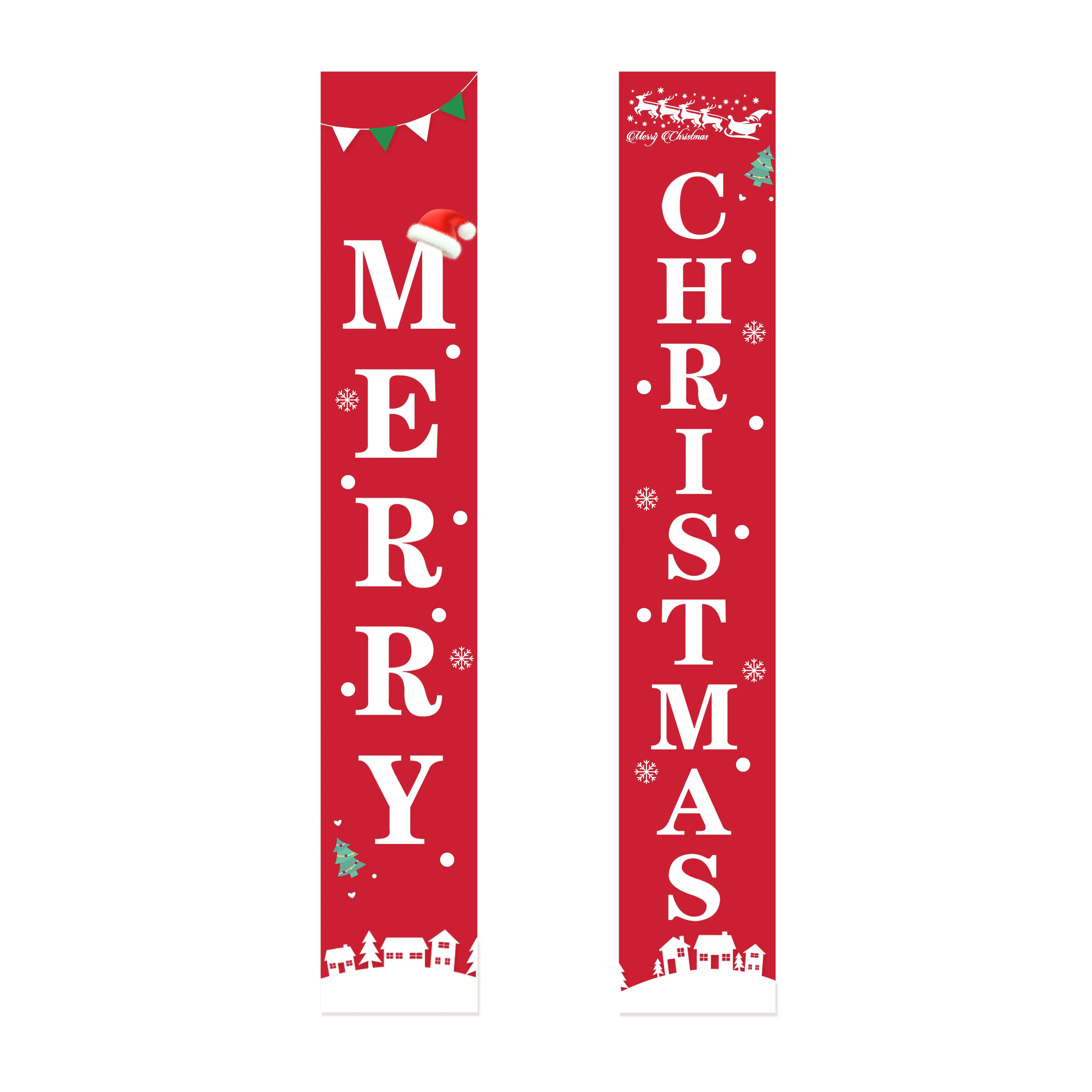Christmas Decoration Supplies Large Outdoor Sign Holiday Merry Christmas Banner Christmas Couplet Porch Wall Hanging Indoor Red
