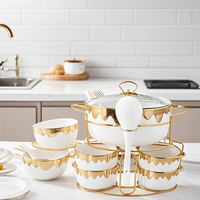 Pot à soupe en céramique personnalisé avec logo pour mariage, fête, banquet, service de table, ensemble de marmites de cuisine modernes et luxueuses