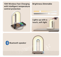 Veilleuse LED table de chevet veilleuse LED avec chargeur sans fil haut-parleur de musique lampe de réveil intelligente