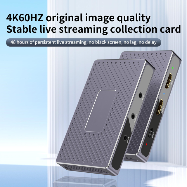 4K60Hz USB 3.1 Video Capture Card with HDMI Loop-Out & Audio I/O (Mic In, Line In, Audio Out) for Streaming & Recording