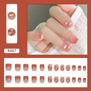 Faux ongles à presser <span class=keywords><strong>R907</strong></span> French White Tip Pink Blush Cloud Glitter, style Sweet Girl, en ABS de qualité supérieure, vente en gros, en stock - Product Image 2